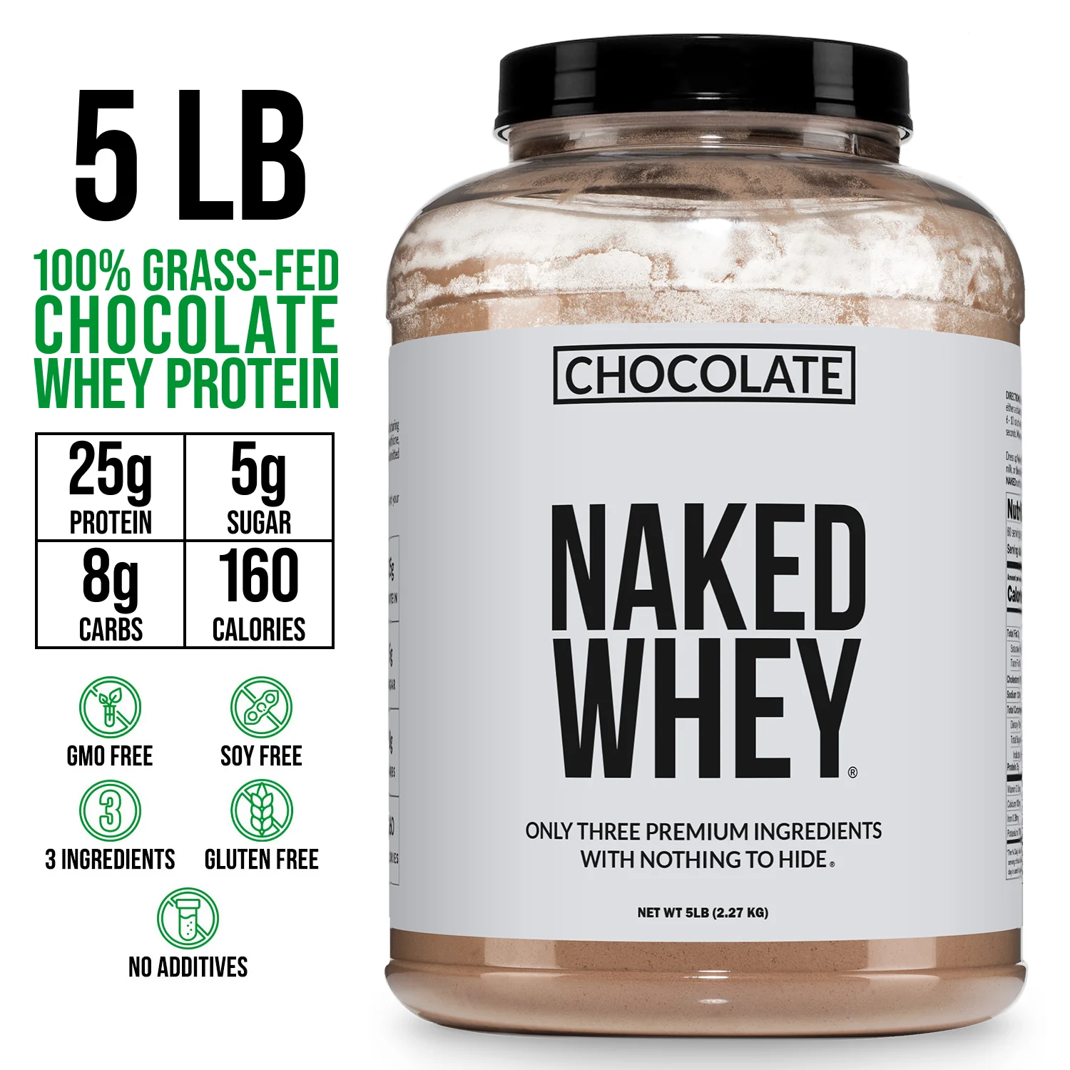 Chocolate Whey Protein Powder | Naked Chocolate Whey - 5LB - Image 3