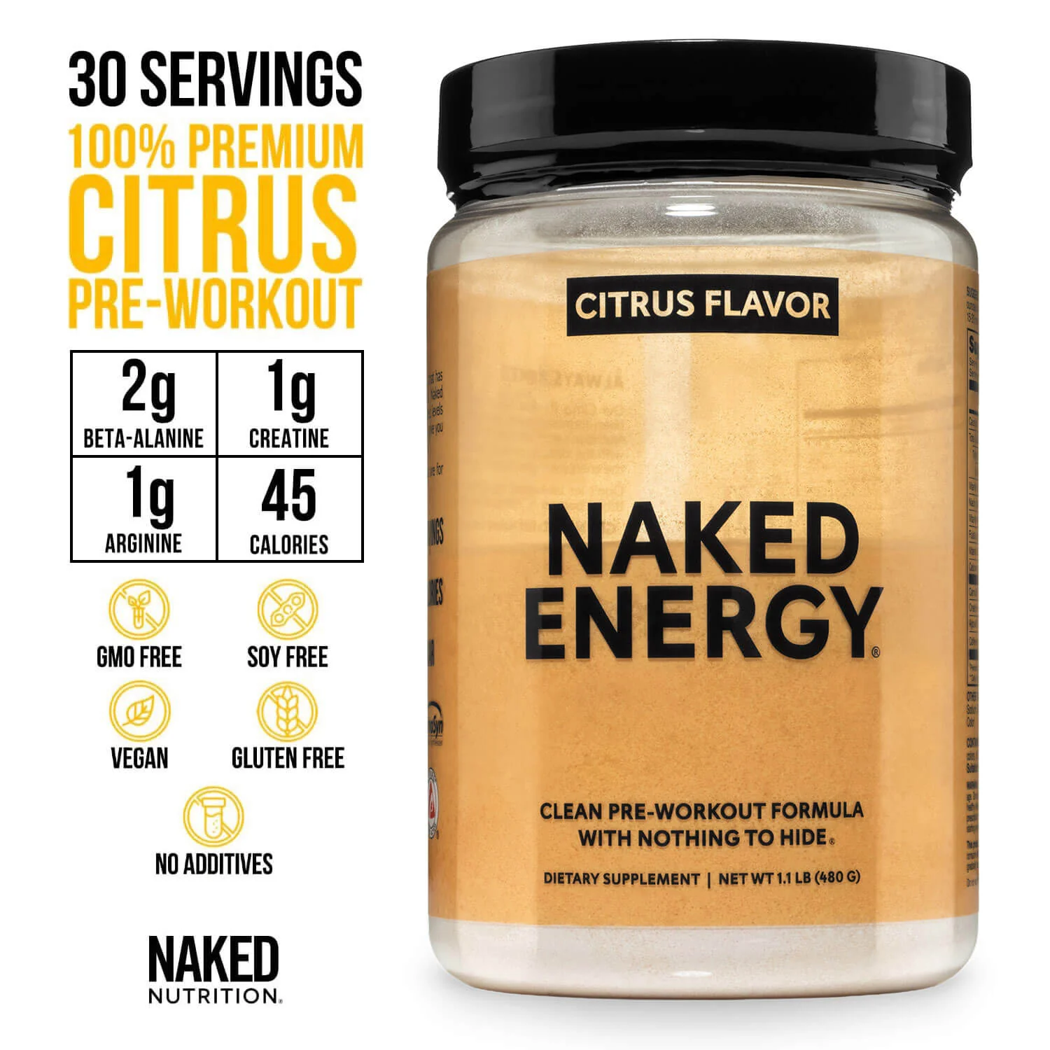 Citrus Pre Workout Supplement | Naked Energy - 30 Servings - Image 3