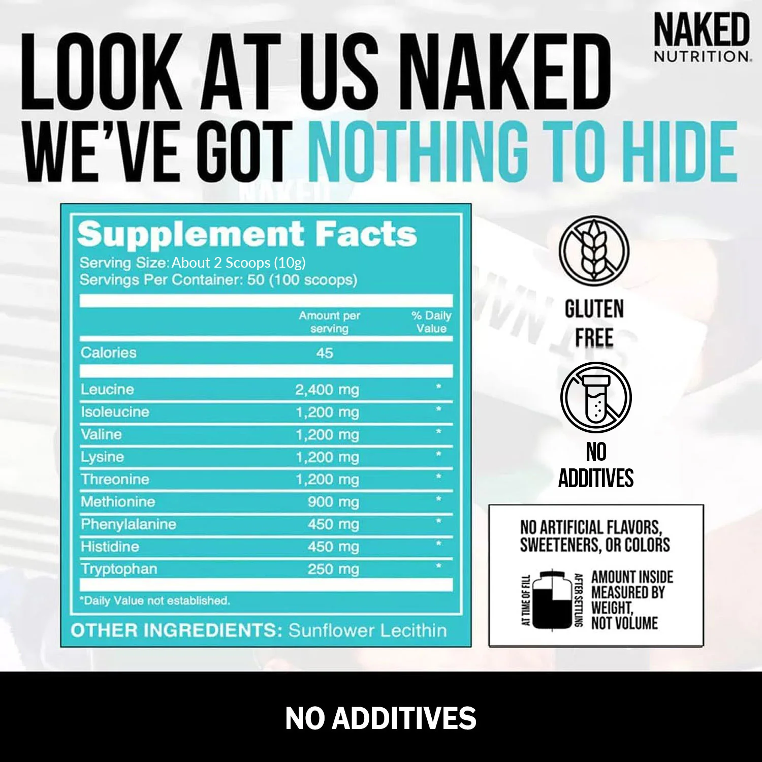 Essential Amino Acids Supplement | Naked EAAs - 50 Servings - Image 4