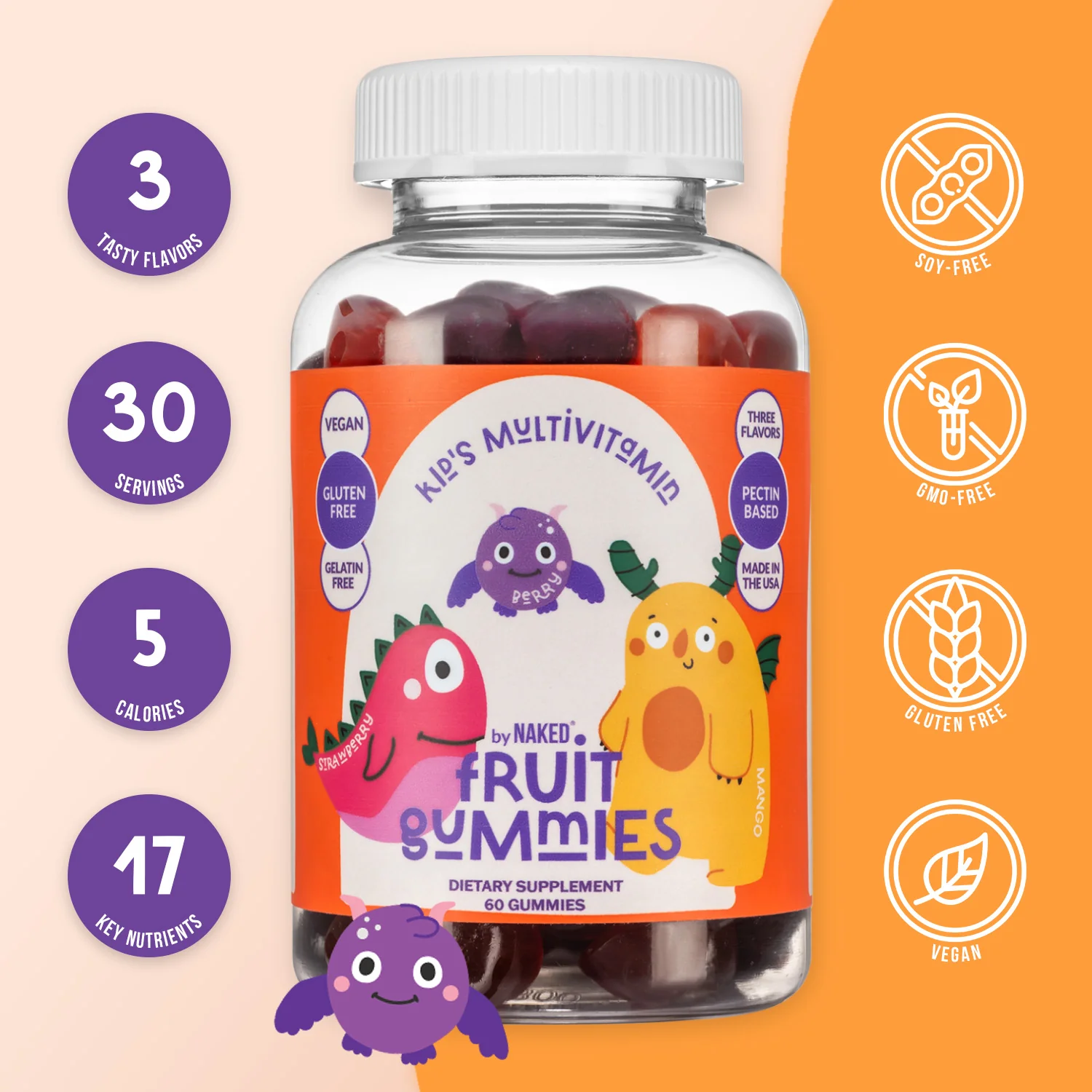 Kids Multivitamin Gummies | 60 Fruit Gummies - Image 3