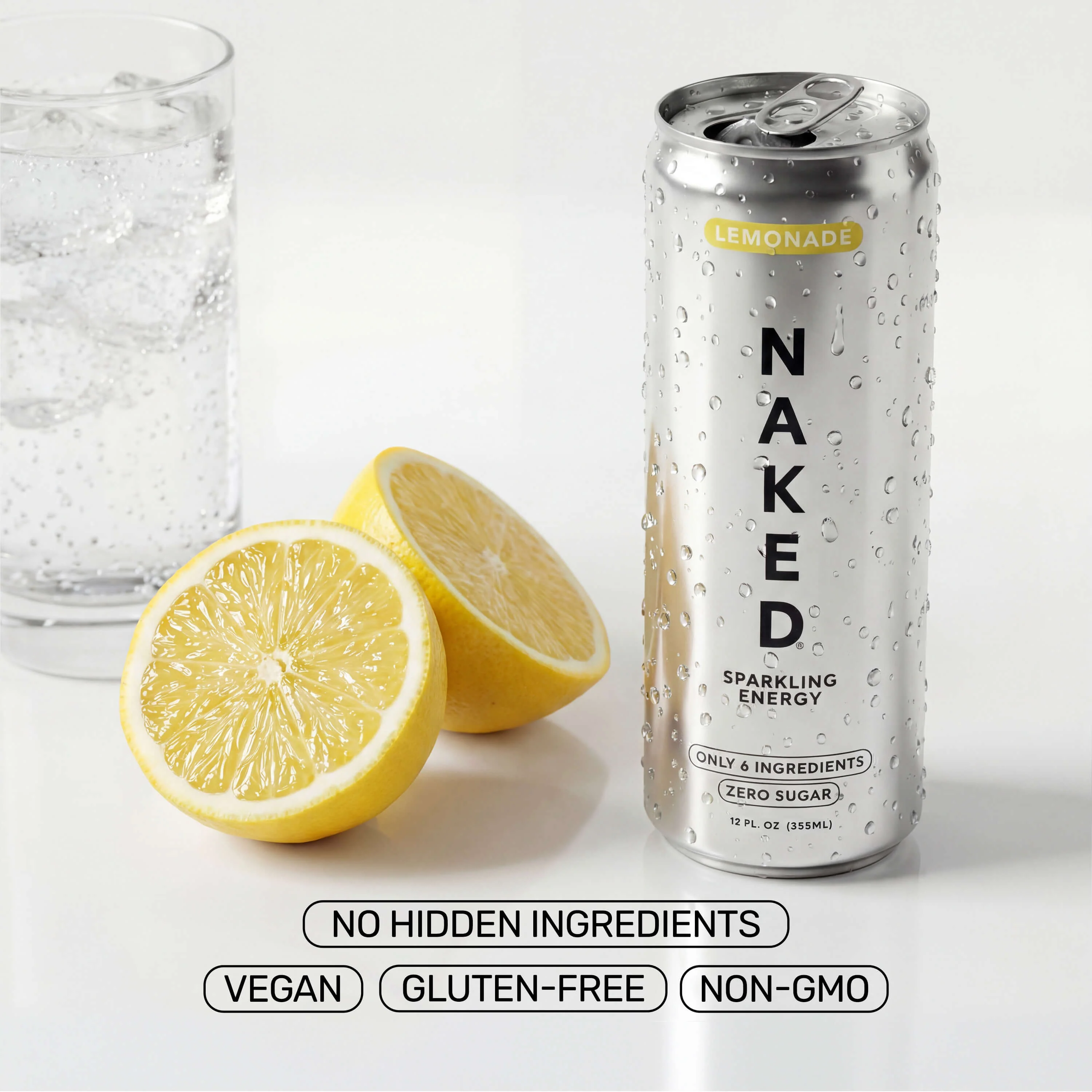 Lemonade Naked Sparkling Energy | Clean Energy Drink - 12 Cans - Image 6
