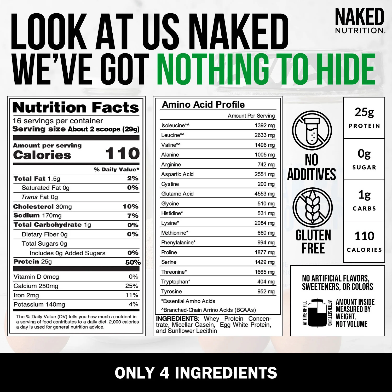 Protein Powder Blend - 1LB Egg, Whey & Casein Protein Blend | Naked Protein - 1lb - Image 4