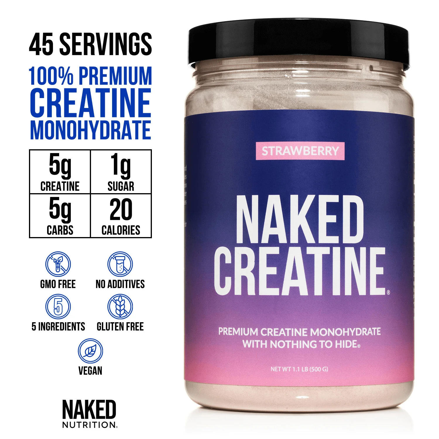 Strawberry Creatine Monohydrate Powder | Naked Creatine - 1.1LB - Image 3