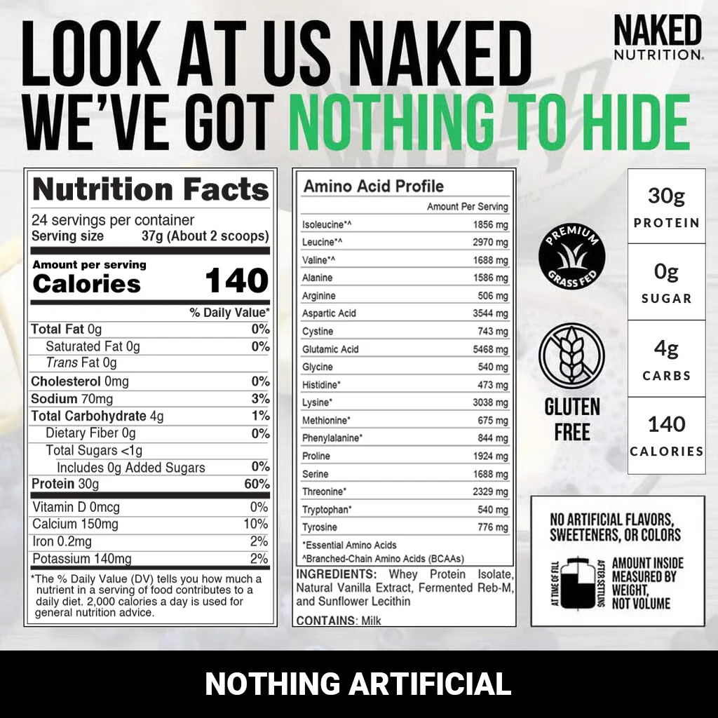 Vanilla Grass-Fed Whey Isolate Protein Powder | Naked Whey Isolate - 2LB - Image 5