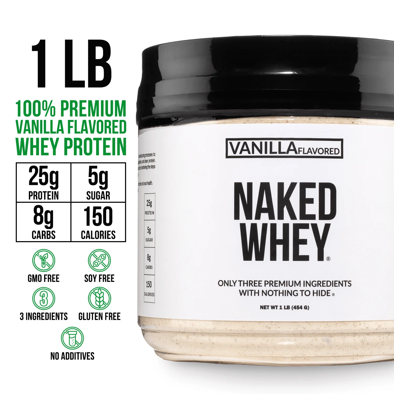 Vanilla Whey Protein Powder 1lb | Naked Vanilla Whey - 1LB - Image 3