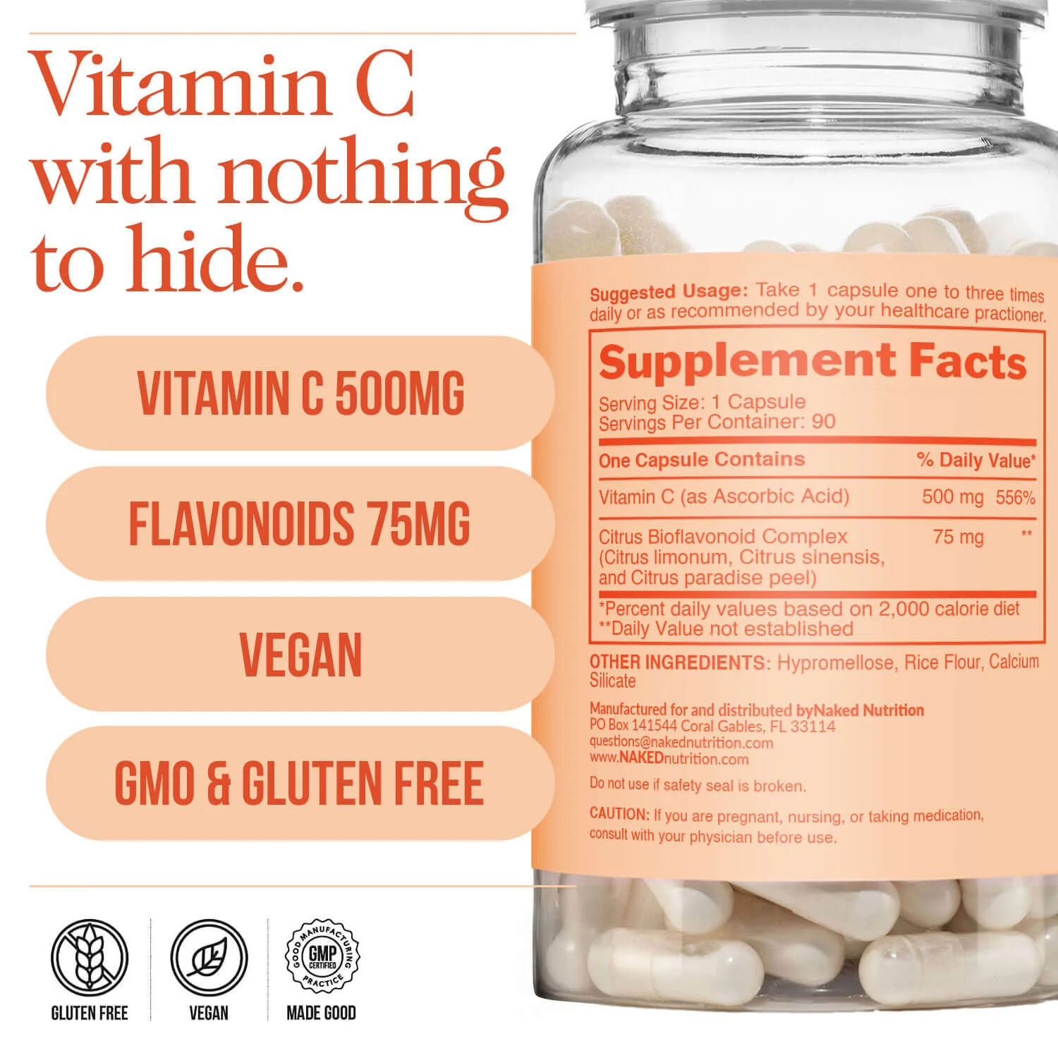 Daily Vitamin C Supplement | Naked Vitamin C - 90 Capsules - Image 4